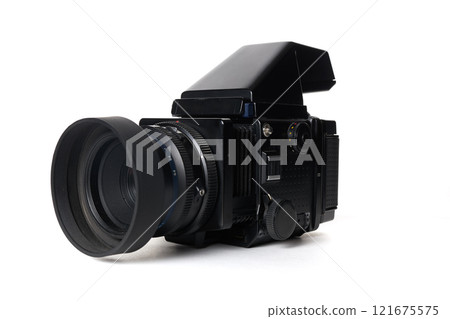 Film camera on a white background. 121675575