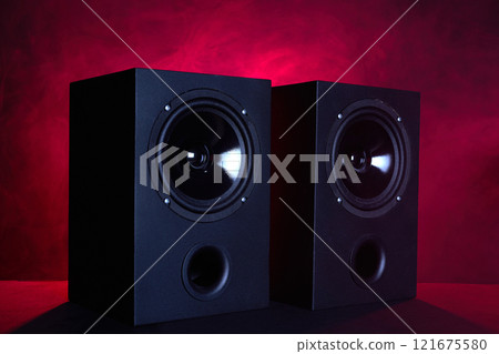 Black speaker and red smoke Black speaker and red smoke 121675580
