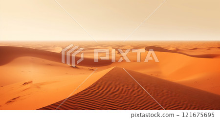 A minimalist sand dunes in the desert. Calm and tranquil landscape. Generative AI 121675695