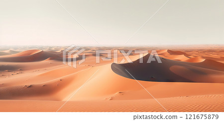 A minimalist sand dunes in the desert. Calm and tranquil landscape. Generative AI 121675879