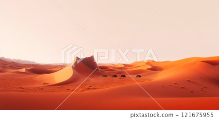 A minimalist sand dunes in the desert. Calm and tranquil landscape. Generative AI 121675955