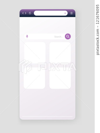 Browser search bar. Web page internet browser button, search box template. Internet search system. Simple element of user interface design. Vector illustration 121676095