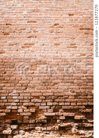 The red brick wall texture .  rough surface and deep color, rustic charm, perfect for both interior and exterior design 121677270