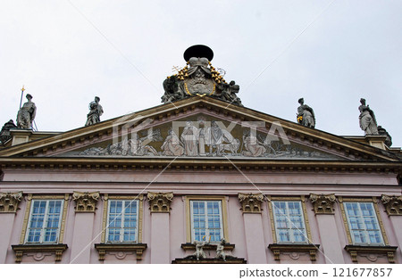 Upper part of the facade of the Primate's Palace, Hlavně Square, Bratislava, Slovak Republic 121677857