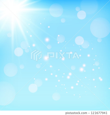 Abstract summer background with white lens flare. Blue green color blurred backdrop. Spring vacation impression wallpaper. Abstract summer background with white lens flare. Blue green color blurred backdrop. Spring vacation impression wallpaper. 121677941
