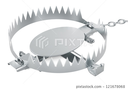 Empty bear trap, 3D rendering 121678068