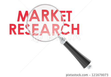 Market Research concept with magnifying glass. 3D rendering Market Research concept with magnifying glass. 3D rendering 121678073