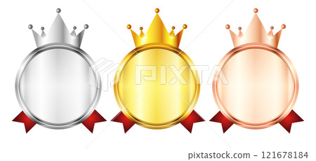 Medal crown ribbon gold icon Medal crown ribbon gold icon 121678184