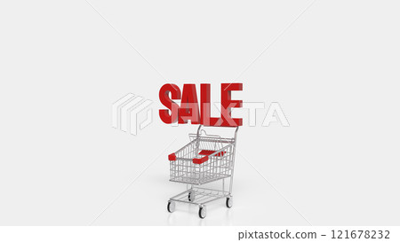 The Shopping cart and sale text for marketing or promotion concept 3d rendering. 121678232