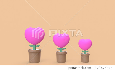 The Heart in Plant for love or Valentine concept 3d rendering. 121678248