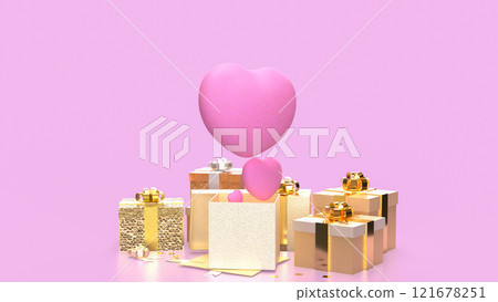 The Heart and Gift box for celebration or Valentine concept 3d Rendering. The Heart and Gift box for celebration or Valentine concept 3d Rendering. 121678251