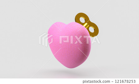 The Heart and wind up for Valentine or Love concept 3d Rendering. The Heart and wind up for Valentine or Love concept 3d Rendering. 121678253