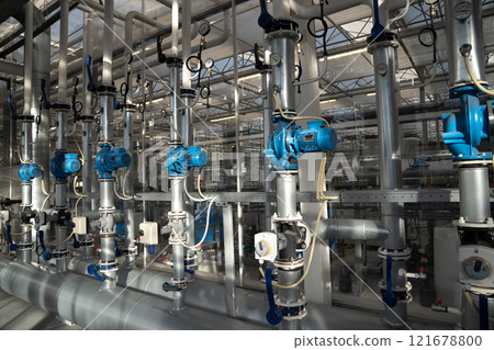 Heating and water supply system for hothouse. Pipes with manometer regulating temperature, pressure 121678800