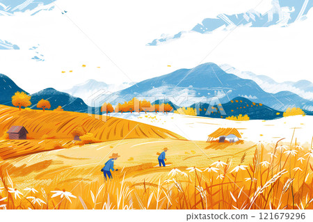 Autumn rural scenery of Shinshu-2 121679296