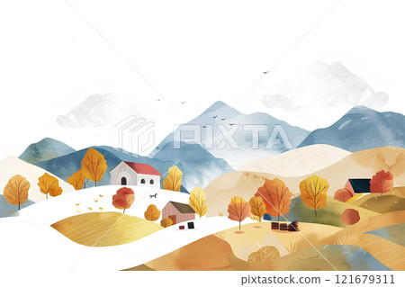 Autumn rural scenery of Shinshu-3 121679311