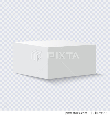 Blank square podiums stand to show products on transparent background, Vector illustration. 121679338