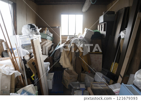 Garbage house. Garbage illegally dumped in an abandoned house. Garbage house. Garbage illegally dumped in an abandoned house. 121679393