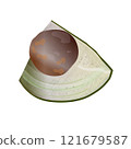 A quarter of an avocado with a pit. Vector graphics for illustration 121679587