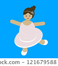 Vector image of cute funny ballerina in cartoon style on blue background for children's book, icon, game and other illustrations 121679588
