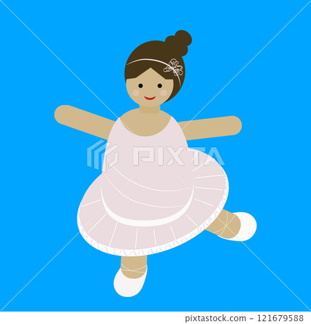 Vector image of cute funny ballerina in cartoon style on blue background for children's book, icon, game and other illustrations Vector image of cute funny ballerina in cartoon style on blue background for children's book, icon, game and other illustrations 121679588