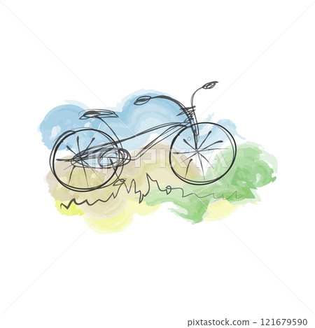 A bicycle in the style of a sketch and a watercolor effect. Vector graphics A bicycle in the style of a sketch and a watercolor effect. Vector graphics 121679590