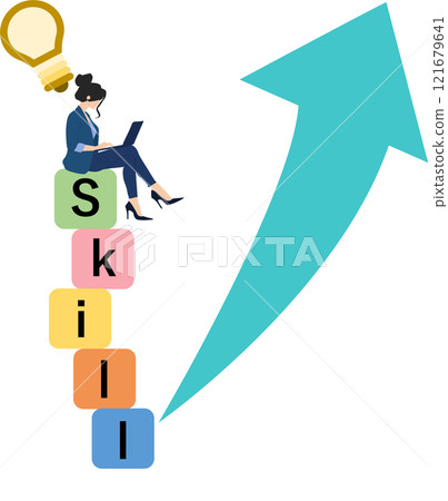 一位女商人考慮提高技能的插圖 121679641