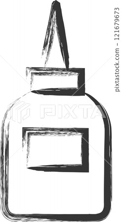 Stationery-related brush-drawn single-item illustration: Adhesive Stationery-related brush-drawn single-item illustration: Adhesive 121679673