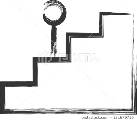 Station-related brush-drawn illustrations: Stairs Station-related brush-drawn illustrations: Stairs 121679736