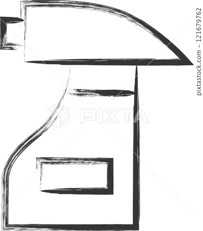 Single brush-drawn illustrations of everyday items: Spray Single brush-drawn illustrations of everyday items: Spray 121679762