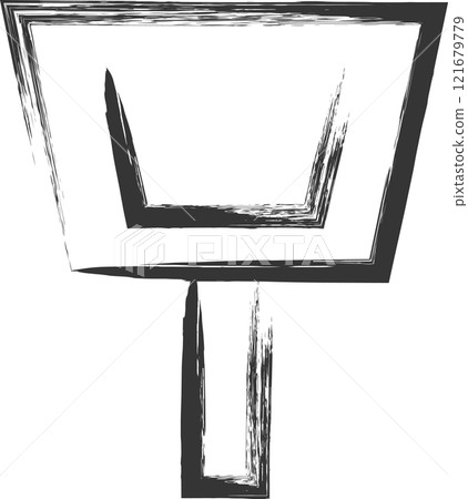 Brush-drawn illustrations of everyday items: Dustpan 121679779