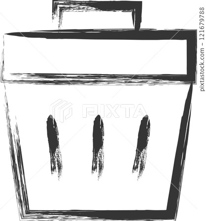 Brush-drawn illustrations of everyday items: Trash can Brush-drawn illustrations of everyday items: Trash can 121679788