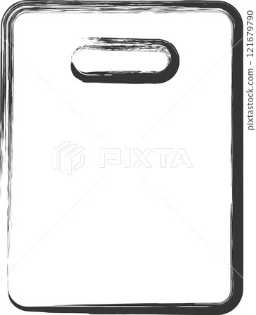 Single brush-drawn illustration of everyday items: cutting board Single brush-drawn illustration of everyday items: cutting board 121679790