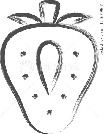 Fruit brush drawing illustration: Strawberry cross section 121679967