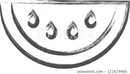 Vegetable brush drawing illustration: Watermelon cross section 121679980
