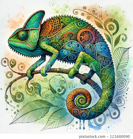 Seven-colored chameleon 121680090