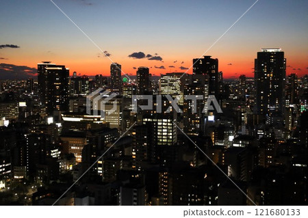 Twilight Osaka, Osaka at sunset, Magic Hour Osaka, Osaka Chuo Ward, Osaka, Sunset over Osaka Bay Twilight Osaka, Osaka at sunset, Magic Hour Osaka, Osaka Chuo Ward, Osaka, Sunset over Osaka Bay 121680133