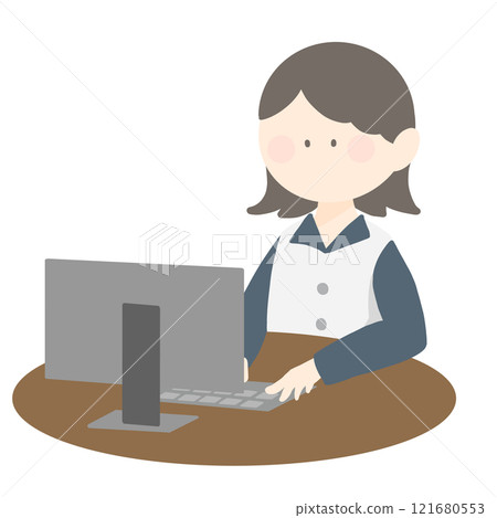 A woman working on a computer A woman working on a computer 121680553