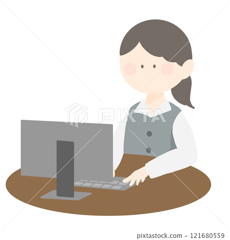 在電腦前工作的女人 121680559