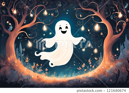 Cute ghost illustration 121680674