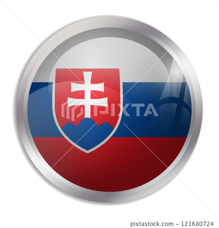 Slovakia flag - glossy circle button displays a colorful flag representing a country cultural identity and heritage. The essence of national pride and unity. 121680724