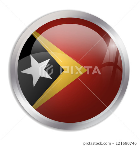 East Timor flag - glossy circle button displays a colorful flag representing a country cultural identity and heritage. The essence of national pride and unity. East Timor flag - glossy circle button displays a colorful flag representing a country cultural identity and heritage. The essence of national pride and unity. 121680746