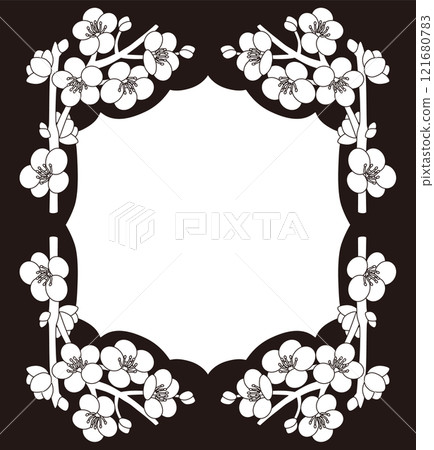 Plum line drawing vector frame Plum line drawing vector frame 121680783