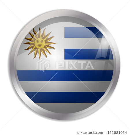 Uruguay flag - glossy circle button displays a colorful flag representing a country cultural identity and heritage. The essence of national pride and unity. Uruguay flag - glossy circle button displays a colorful flag representing a country cultural identity and heritage. The essence of national pride and unity. 121681054