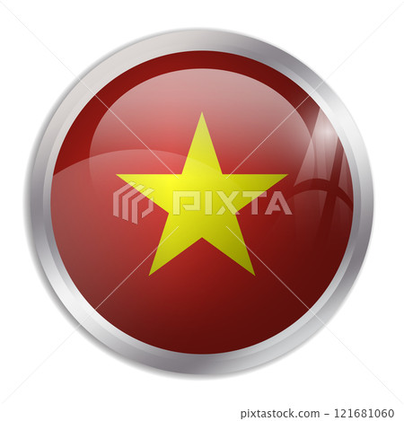 Vietnam flag - glossy circle button displays a colorful flag representing a country cultural identity and heritage. The essence of national pride and unity. Vietnam flag - glossy circle button displays a colorful flag representing a country cultural identity and heritage. The essence of national pride and unity. 121681060