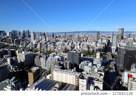 The buildings of Nakanoshima, Tenmabashi, Tenma, Kita-ku, Chuo-ku, and Umeda in Osaka as seen from the lounge at The Fine Tower Otemae The buildings of Nakanoshima, Tenmabashi, Tenma, Kita-ku, Chuo-ku, and Umeda in Osaka as seen from the lounge at The Fine Tower Otemae 121681126