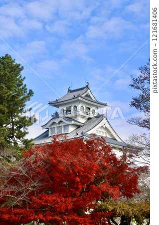 Nagahama Castle and autumn leaves (Nagahama City, Shiga Prefecture) 121681406
