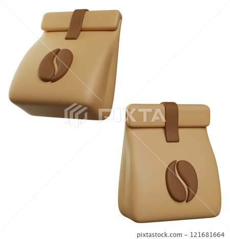 roasted coffee bean package 3D icon 121681664