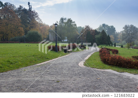 Walkway in the park in the summer Walkway in the park in the summer 121683022