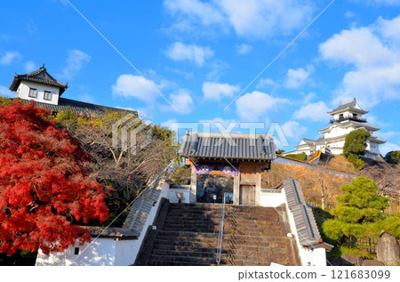 Kakegawa Castle: Castle tower, four-legged gate, and drum tower Kakegawa Castle: Castle tower, four-legged gate, and drum tower 121683099