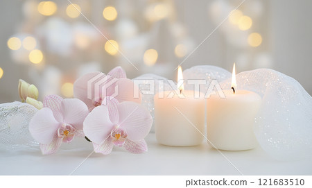 Candles and flowers 121683510